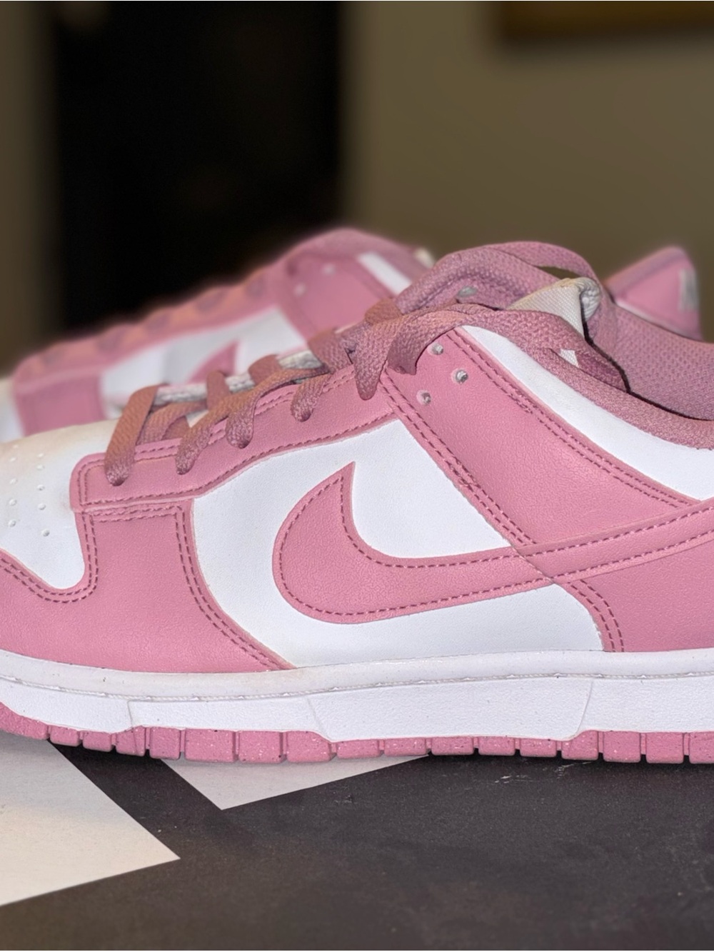 Nike Womens Pink and White Low-Top Sneakers